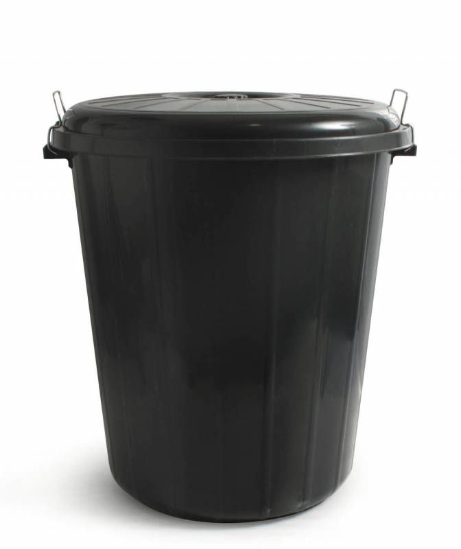 BALDE C/TAMPA 100L PRETO FEC.METAL PLAST